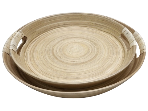 Vietnam bamboo tray with rattan accent